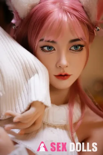 160cm Silicone Head Foxy Pink Hair Asian Cosplay sexy young wife